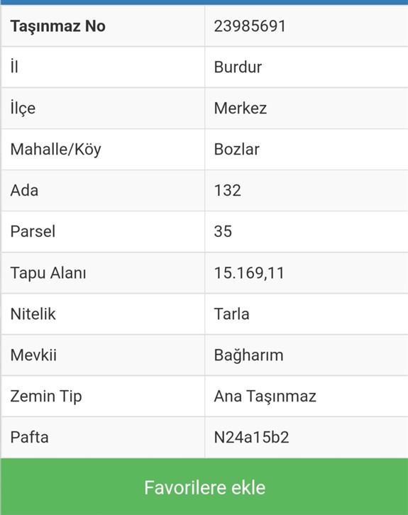 BURDUR BOZLAR KÖYÜ 15 DÖNÜM ARAZİ